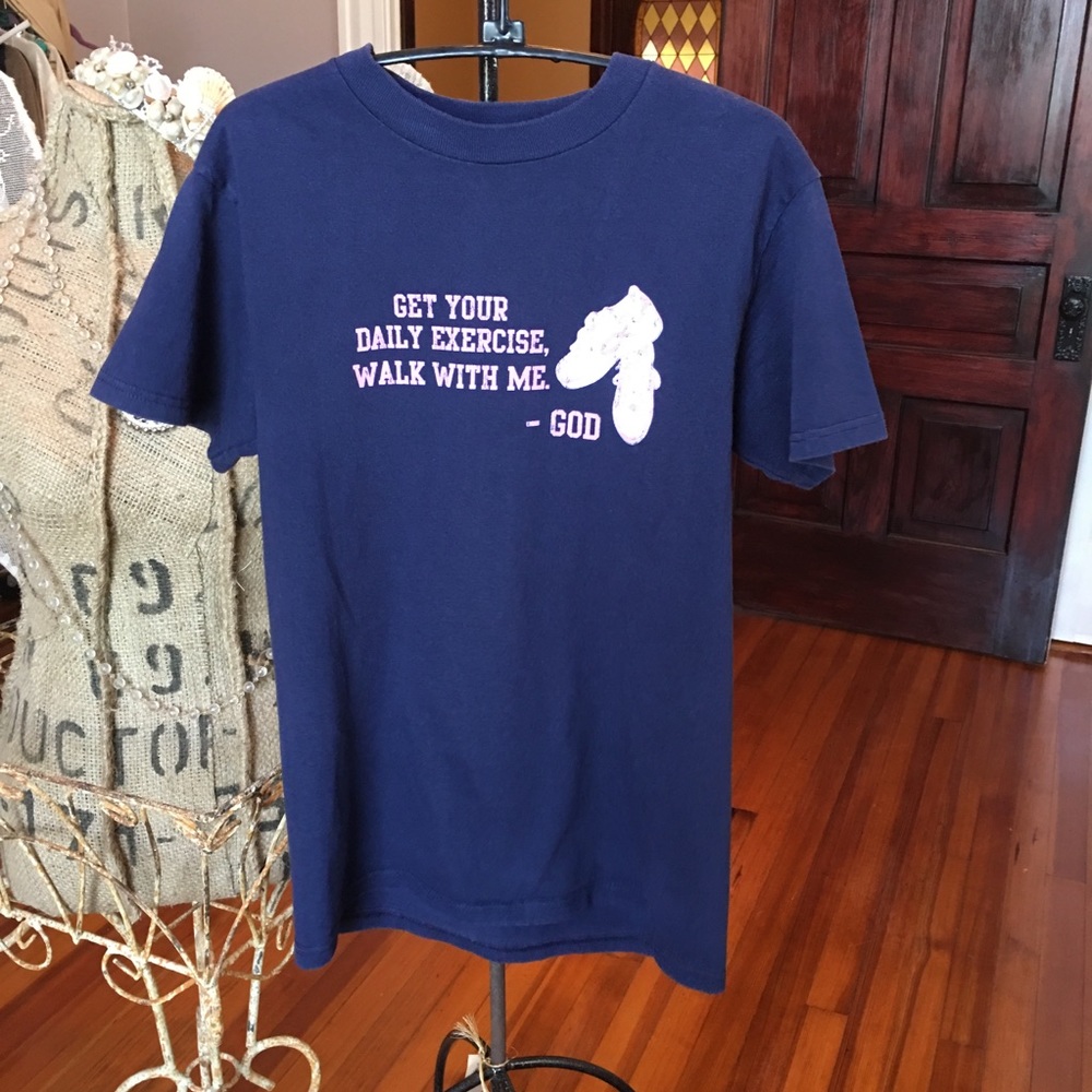Exercise with God t-shirt. EUC SMALL
